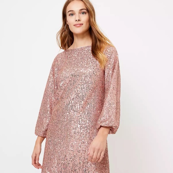 Loft Sequin Black Sleeved Cocktail Dress Sz4 NWT - Picture 10 of 13